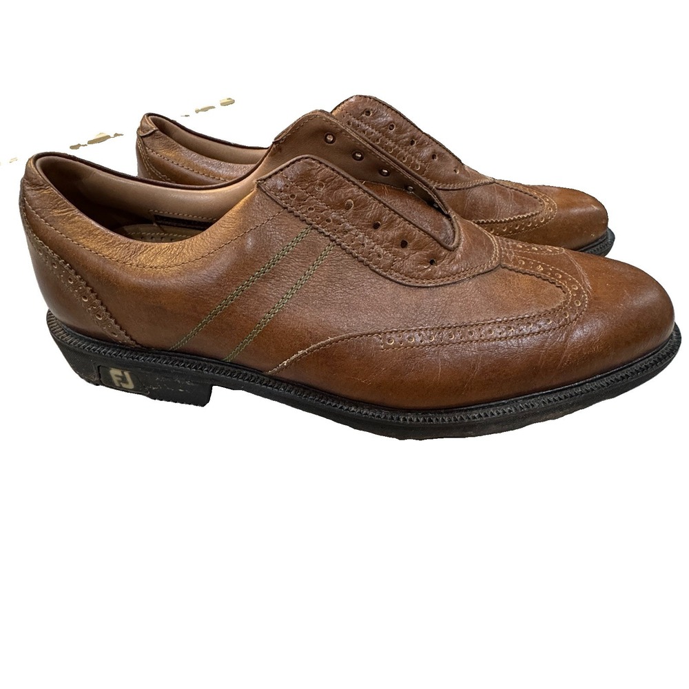 Footjoy FJ Icon 52252 Mens Brown Leather Wingtip Oxford Golf Shoes Sz 11.5 M